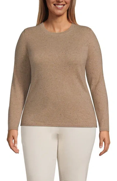 Lands' End Plus Size Cashmere Sweater In Vicuna Heather Donegal