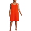 Lands' End Plus Size Cooling Knee Length Slip Nightgown In Orange