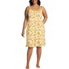 Lands' End Plus Size Cooling Knee Length Slip Nightgown In Yellow
