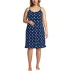 Lands' End Plus Size Cooling Knee Length Slip Nightgown In Blue