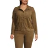 Lands' End Plus Size Corduroy Cropped Button Front Jacket In Dark Toffee