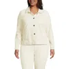 Lands' End Plus Size Corduroy Cropped Button Front Jacket In Ivory