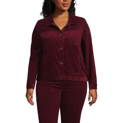 Lands' End Plus Size Corduroy Cropped Button Front Jacket In Rich Burgundy