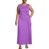 Lands' End Cotton Modal Sleeveless Tie Waist Maxi Dress In Soft Orchid