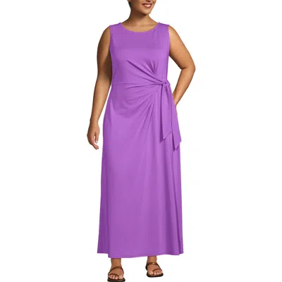 Lands' End Cotton Modal Sleeveless Tie Waist Maxi Dress In Soft Orchid