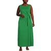 Lands' End Cotton Modal Sleeveless Tie Waist Maxi Dress In Vibrant Clover