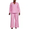 Lands' End Cotton Poplin 2 Piece Pajama Set In Apple Blossom Stripe