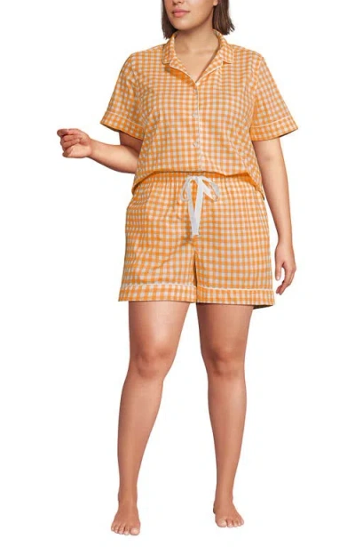 Lands' End Plus Size Cotton Poplin 2 Piece Pajama Set In Orange