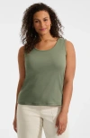Lands' End Plus Size Cotton Tank Top In Green