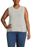 Lands' End Cotton Tweed Textured Crewneck Vest Sweater