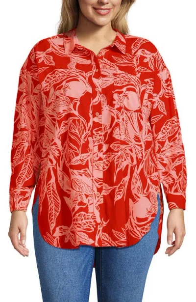 Lands' End Plus Size Cotton Voile Billowy Oversized Shirt