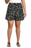 Lands' End Creaseless High Rise 7" Shorts In Black Large Watercolor Floral