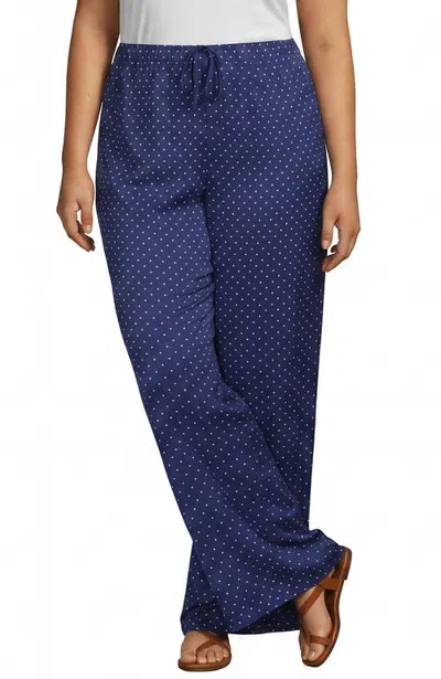 Lands' End Plus Size Creaseless Silky High Rise Wide Leg Drawstring Pants In Pattern