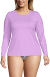 Lands' End Plus Size Crew Neck Long Sleeve Rash Guard Upf 50 Sun Protection Swim Tee In Wild Lilac