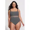 Lands' End Plus Size Crochet Square Neck High Leg One Piece Swimsuit