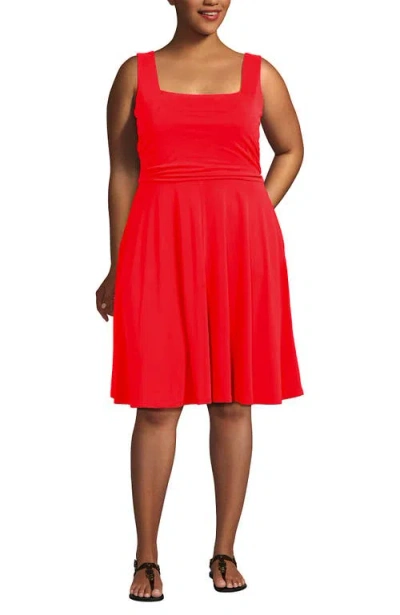 Lands' End Cupro Fit And Flare Sleeveless Dress