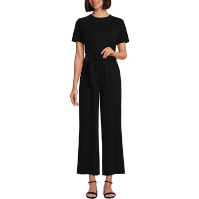 Lands' End Cupro Tie Waist Jumpsuit In Black