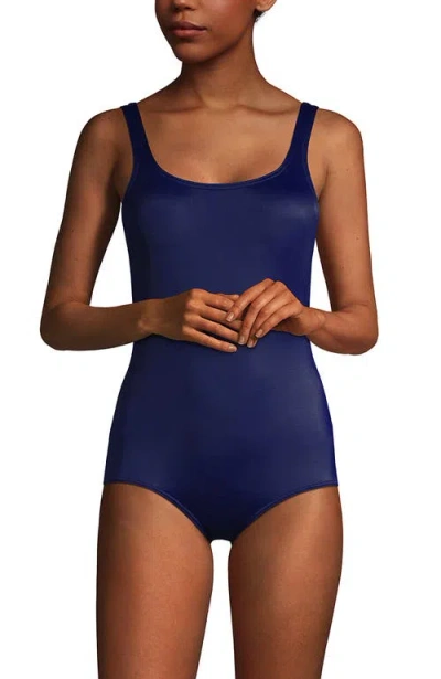 Lands' End Dd-cup Scoop Neck Tugless Sporty One Piece Swimsuit In Deep Sea Navy