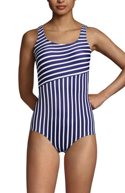 Lands' End Plus Size Dd-cup Scoop Neck One Piece Swimsuit In Deep Sea Navy