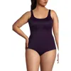 Lands' End Plus Size Dd-cup Chlorine Resistant Scoop Neck Soft Cup Tugless Sporty One Piece Swimsuit In Purple