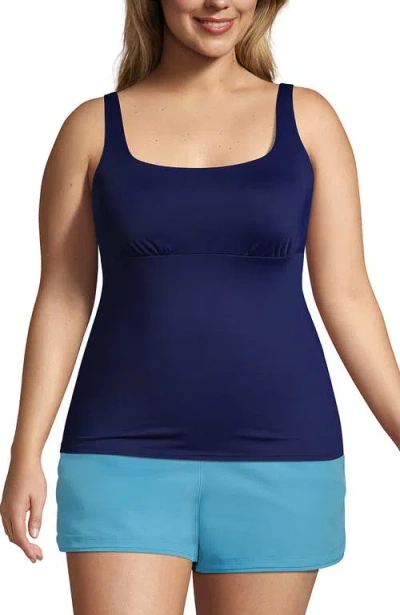 Lands' End Plus Size Dd-cup Square Neck Underwire Tankini Swimsuit Top In Deep Sea Navy