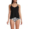 Lands' End Plus Size Dd-cup Chlorine Resistant V-neck Tulip Hem Tankini Swimsuit Top In Black