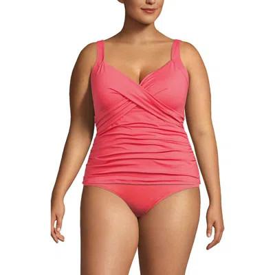 Lands' End Plus Size Dd-cup Chlorine Resistant V-neck Underwire Tankini Top Swimsuit Adjustable Stra In Wood Lily