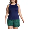 Lands' End Plus Size Dd-cup High Neck Upf 50 Modest Tankini Swimsuit Top In Deep Sea Navy