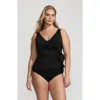 Lands' End Plus Size Dd-cup Side Tie Tankini Top In Black