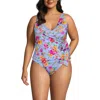 Lands' End Plus Size Dd-cup Side Tie Tankini Top In Blue