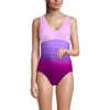Lands' End Plus Size Dd-cup Slender Grecian Tummy Control Chlorine Resistant One Piece Swimsuit In Crimson Rose/purple Ombre