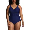 Lands' End Plus Size Dd-cup Slendersuit Tummy Control Wrap One Piece Swimsuit In Deep Sea Navy