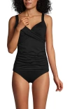 Lands' End Plus Size Dd-cup V-neck Underwire Tankini Swimsuit Top In Black