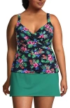 Lands' End Plus Size Dd-cup V-neck Wrap Underwire Tankini Swimsuit Top