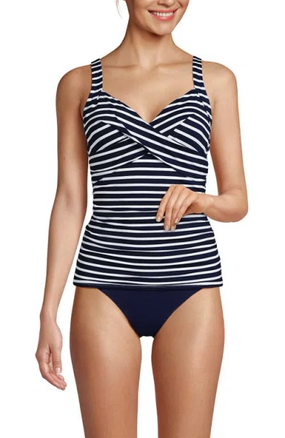 Lands' End Plus Size Dd-cup Chlorine Resistant V-neck Underwire Tankini Top Swimsuit Adjustable Stra In Black