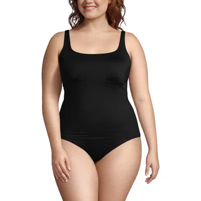 Lands' End Plus Size Ddd-cup Square Neck Underwire Tankini Swimsuit Top In Black