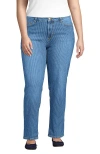 Lands' End Plus Size Denim Mid Rise Boyfriend Jeans In Beau Blue Stripe