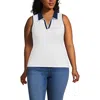 Lands' End Drapey Rib Sleeveless Johnny Collar Polo Shirt In White