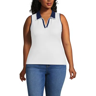 Lands' End Drapey Rib Sleeveless Johnny Collar Polo Shirt