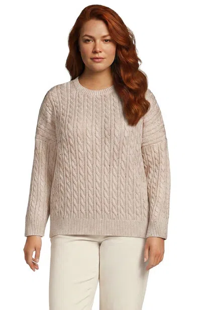 Lands' End Plus Size Drifter Classic Cable Sweater In Multi