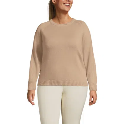 Lands' End Plus Size Drifter Raglan Crew Sweater In Animal Print