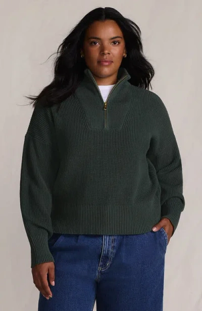 Lands' End Plus Size Drifter Shaker Wedge Quarter Zip Sweater