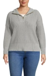 Lands' End Plus Size Drifter Shaker Wedge Quarter Zip Sweater In Gray