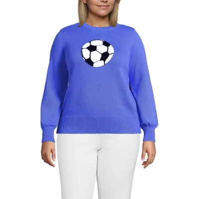 Lands' End Plus Size Drifter Sports Icon Sweater In Blue