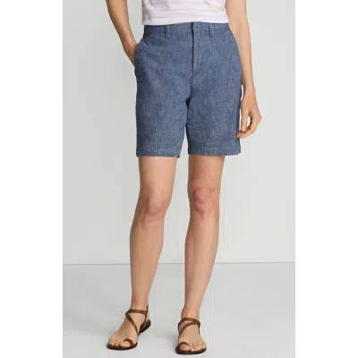 Lands' End Plus Size Elastic Back Classic 7" Chino Shorts In Blue