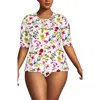 Lands' End Elbow Sleeve Relaxed Upf 50 Rash Guard In White Multi Garden Floral