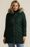 Lands' End Plus Size Featherfree Cozy Fleece Lined Winter Coat In Green