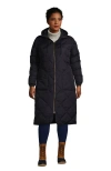 Lands' End Plus Size Featherfree Insulated Diamond Quilted Maxi Coat In Black