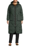 Lands' End Plus Size Featherfree Insulated Diamond Quilted Maxi Coat In Green