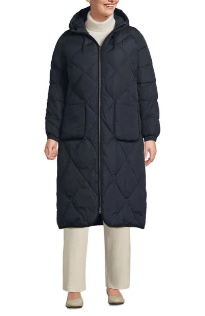Lands' End Plus Size Featherfree Insulated Diamond Quilted Maxi Coat In Lunar Gray